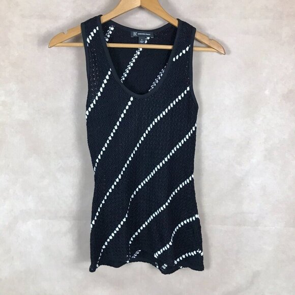 INC Black/White Crochet Knit Sleeveless Top NWOT Small - Picture 2 of 10